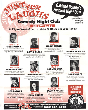 Just for Laugh Comedy club poster